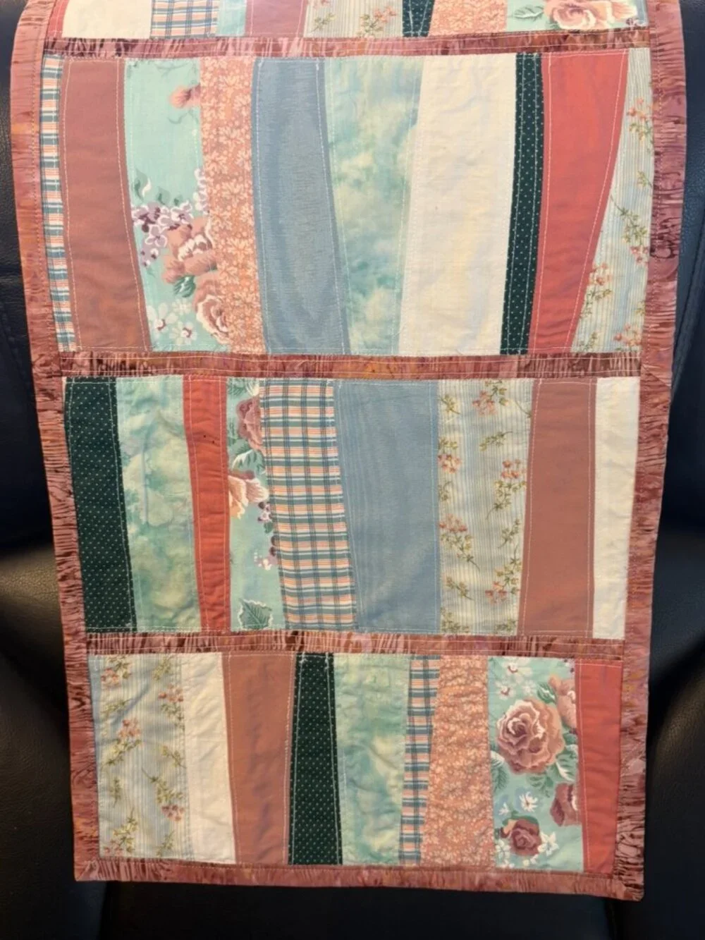 Cottagecore Patchwork Small Table Runner, Grandmacore Vintage Style Quilt